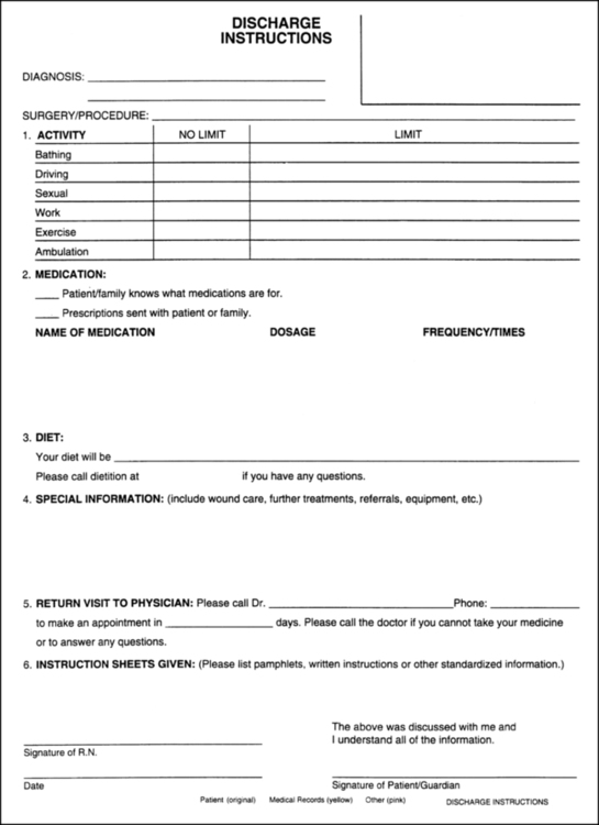 Discharge Instruction Sheet Form Fill Out And Sign Pr 2065